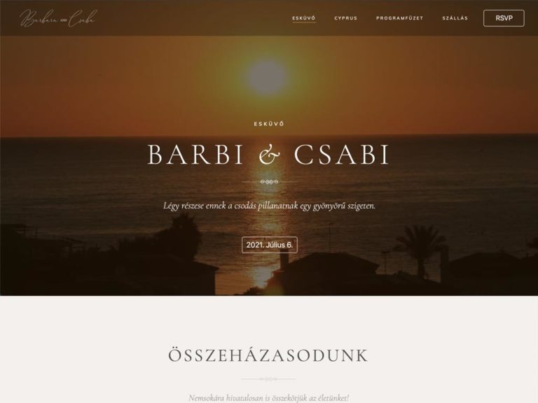 Weboldal készítés: Barbi és Csabi esküvői weboldal